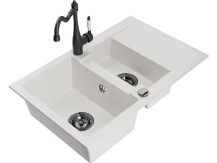 MEXEN/S - Gaspar granitový dřez 1.5 s odkapávačem včetně baterie Carla, bílá 6507-20-670700-70  + slevový kód