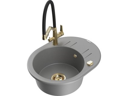 MEXEN/S - Kevin granitový dřez 1-miska včetně baterie Duo, šedá 6517-71-671701-57-G  + slevový kód