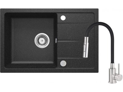 DEANTE - Leda grafitový granitový dřez s baterií, s ohebným výtokem ZRDG2113