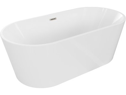 MEXEN/S - Luna vana volně stojící 170 x 80, bílá, sifon a přepad nikl kartáčovaná 52031708000-97