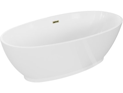 MEXEN/S - Bilbao volně stojící vana 180 x 90, bílá, sifon a přepad zlatá 51311809000-50