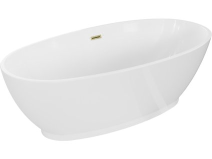 MEXEN/S - Bilbao volně stojící vana 180 x 90, bílá, sifon a přepad zlatá kartáčovaná 51311809000-55