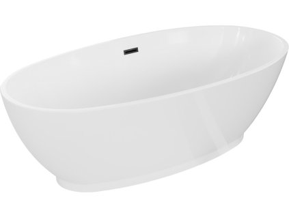 MEXEN/S - Bilbao volně stojící vana 180 x 90, bílá, sifon a přepad černá 51311809000-70