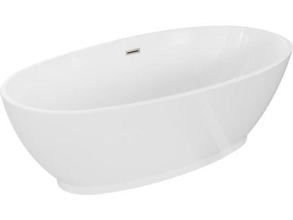 MEXEN/S - Bilbao volně stojící vana 180 x 90, bílá, sifon a přepad nikl kartáčovaná 51311809000-97