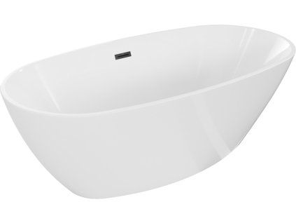 MEXEN/S - Eris volně stojící vana 155 x 80, bílá, sifon a přepad černá 53441558000-70
