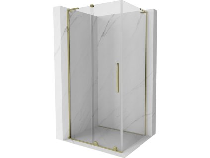 MEXEN/S - Velar L sprchový kout, posuvné dveře 110 x 90, transparent, zlato 871-110-090-03-50