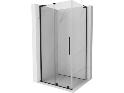 MEXEN/S - Velar L sprchový kout, posuvné dveře 110 x 90, transparent, černá 871-110-090-03-70