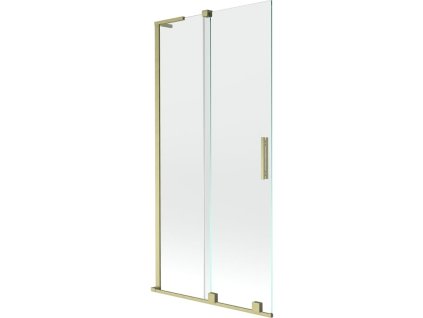 MEXEN/S - Velar L dvoukřídlá posuvná vanová zástěna 90 x 150, transparent, zlatá kartáčovaná 896-090-003-01-55