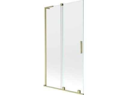 MEXEN/S - Velar L dvoukřídlá posuvná vanová zástěna 100 x 150, transparent, zlatá kartáčovaná 896-100-003-01-55