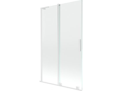 MEXEN/S - Velar L dvoukřídlá posuvná vanová zástěna 110 x 150, transparent, bílá 896-110-003-01-20