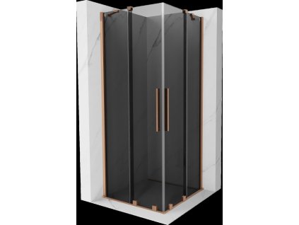 MEXEN/S - Velar Duo sprchový kout, posuvné dveře 80 x 80, grafit, měď kartáčovaná 871-080-080-42-65