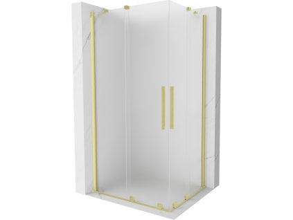 MEXEN/S - Velar Duo sprchový kout, posuvné dveře 90 x 80, dekor, zlato kartáčovaná 871-090-080-32-55