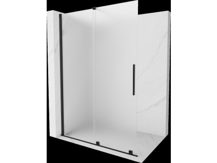MEXEN/S - Velar Sprchová zástěna posuvná Walk-in 150 x 200, dekor 8 mm, černá 871-150-000-33-70