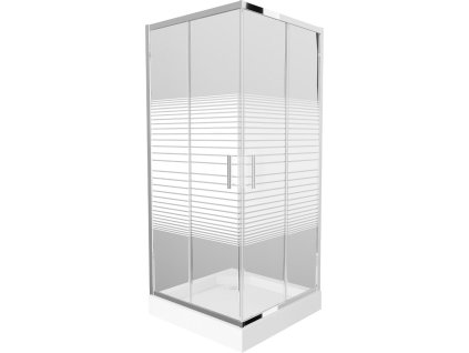 MEXEN/S - Rio čtvercový sprchový kout 90 x 90, dekor, chrom + vanička Rio 860-090-090-01-20-4510