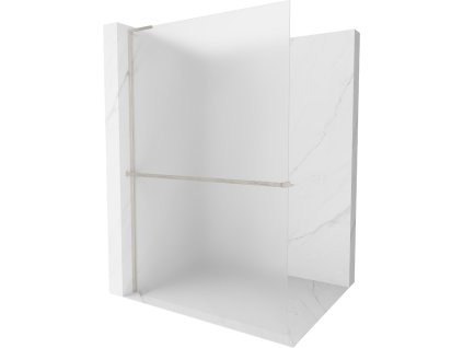 MEXEN/S - Kioto+ L Sprchová zástěna WALK-IN s poličkou a držákem ručníků 100 x 200, dekor, nikl kartáčovaná 800-100-123-97-30