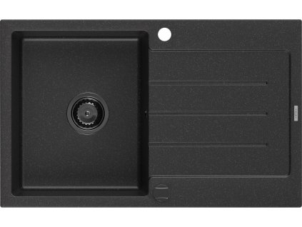 MEXEN/S - Bruno granitový dřez 1-miska s odkapávačem 795 x 495 mm, černá/stříbrná met 6513791010-73-B