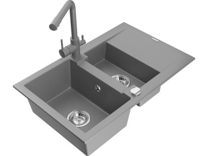 MEXEN/S - Gaspar granitový dřez 1.5 s odkapávačem včetně baterie Duero, šedá 6507-71-671600-71  + slevový kód