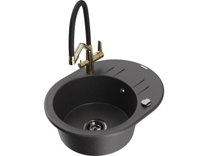 MEXEN/S - Kevin granitový dřez 1-miska včetně baterie Duo, černá kropenatá 6517-76-671701-57-B  + slevový kód