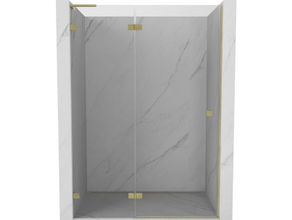 MEXEN/S - Lunar L sprchové dveře křídlové levé 135, transparent, zlatá kartáčovaná 834L-135-000-55-00-L