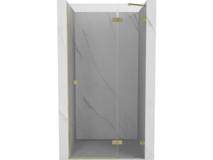 MEXEN/S - Lunar L sprchové dveře křídlové pravé 115, transparent, zlatá kartáčovaná 834L-115-000-55-00-P