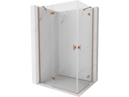 MEXEN/S - Mist H Duo sprchový kout dveře křídlové 120 x 115, transparent, měď kartáčovaná 8A5-120L-115P-65-00