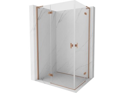 MEXEN/S - Mist-H L Duo sprchový kout dveře křídlové 90 x 85, transparent, měď kartáčovaná 8A5L-090L-085P-65-00