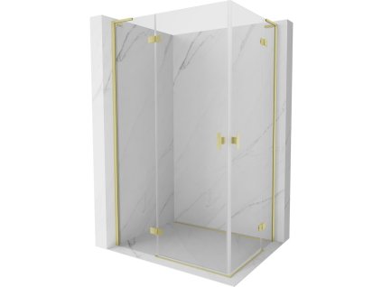 MEXEN/S - Mist-H L Duo sprchový kout dveře křídlové 90 x 85, transparent, zlato kartáčovaná 8A5L-090L-085P-55-00