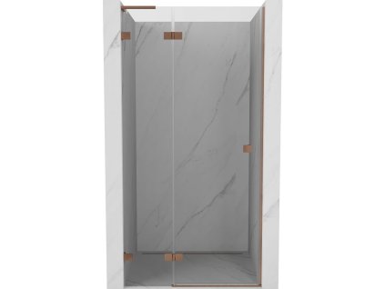 MEXEN/S - Lunar L sprchové dveře křídlové levé 75, transparent, měď kartáčovaná 834L-075-000-65-00-L