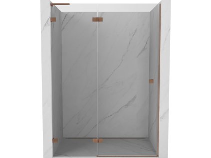 MEXEN/S - Lunar L sprchové dveře křídlové levé 130, transparent, měď kartáčovaná 834L-130-000-65-00-L