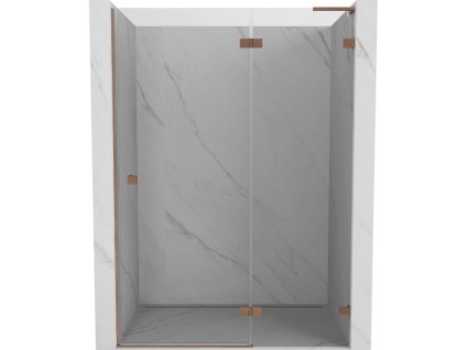 MEXEN/S - Lunar L sprchové dveře křídlové pravé 140, transparent, měď kartáčovaná 834L-140-000-65-00-P