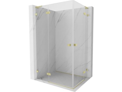 MEXEN/S - Lunar L Duo sprchový kout dveře křídlové 110 x 90, transparent, zlato kartáčovaná 834L-110L-090P-55-00