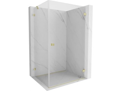 MEXEN/S - Lunar-B sprchový kout dveře křídlové pravá 85 x 80, transparent, zlato kartáčovaná 832-085-080-55-00-P