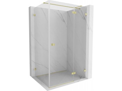 MEXEN/S - Lunar T sprchový kout dveře křídlové pravá 120 x 80, transparent, zlato kartáčovaná 834T-120-080-55-00-P