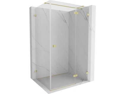MEXEN/S - Lunar T sprchový kout dveře křídlové pravá 130 x 100, transparent, zlato kartáčovaná 834T-130-100-55-00-P