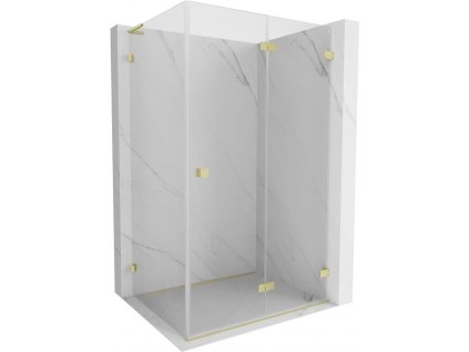 MEXEN/S - Lunar-F L sprchový kout skládací dveře pravá 85 x 70, transparent, zlato kartáčovaná 836L-085-070-55-00-P