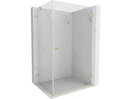 MEXEN/S - Lunar-B L sprchový kout dveře křídlové pravá 85 x 80, transparent, zlato kartáčovaná 832L-085-080-55-00-P