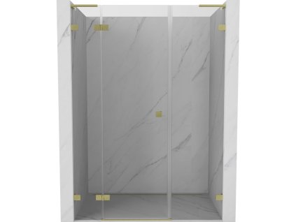 MEXEN/S - Lunar L sprchové dveře křídlové levé 145, transparent, zlatá kartáčovaná 834SL-145-050-55-00-L