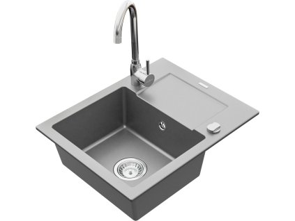MEXEN/S - Enzo granitový dřez 1 s odkapávačem včetně baterie Telma, 6506-71-670200-00
