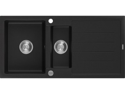 MEXEN - Andres granitový dřez 1.5 s odkapávačem 1000x500 mm, černá 6515101510-77
