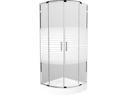 MEXEN/S - Rio čtvrtkruhový sprchový kout 90 x 90, dekor/mráz, chrom + vanička Rio 863-090-090-01-20-4710