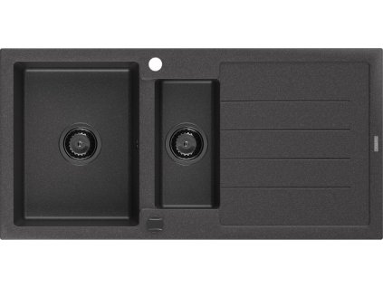 MEXEN/S - Andres granitový dřez s odkapávačem 1000 x 500 mm černá nakrapiany, černý sifon 6515101510-76-B