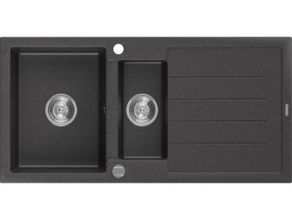 MEXEN - Andres granitový dřez 1.5 s odkapávačem 1000x500 mm, černá spotty 6515101510-76