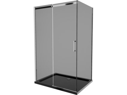 MEXEN/S - Omega sprchový kout 100x90, grafit, chrom + černá vanička se sifonem 825-100-090-01-40-4070