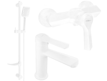 MEXEN/S - Saber DF62 Set umyvadlové a sprchové baterie s příslušenstvím, bílá 72104DF62-20
