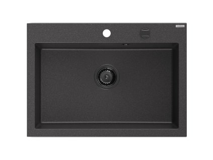 MEXEN/S - Elix granitový dřez 1-miska 700 x 500 mm, černá kropenatá, sifon černá 6526701005-76-B