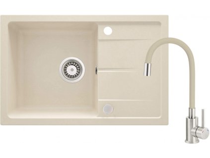 DEANTE - Leda béžový granitový dřez s baterií, s ohebným výtokem ZRDG5113