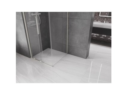 MEXEN/S - Velar sprchový kout, posuvné dveře 90 x 90, transparent, nikl kartáčovaná 871-090-090-01-97