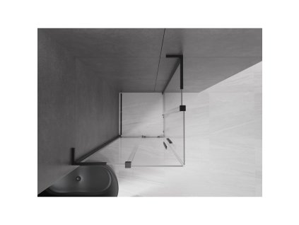 MEXEN/S - Velar L Duo sprchový kout, posuvné dveře 90 x 90, transparent, černá 871-090-090-02-03-70