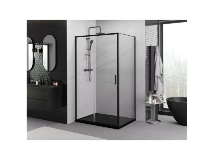 MEXEN/S - Exo sprchový kout, posuvné dveře 95 x 90, transparent, černá 8151-095-090-70-00
