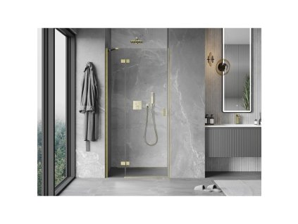 MEXEN/S - Mist-H sprchové dveře křídlové levé 110, transparent, zlatá kartáčovaná 8A5-110-000-55-00-L